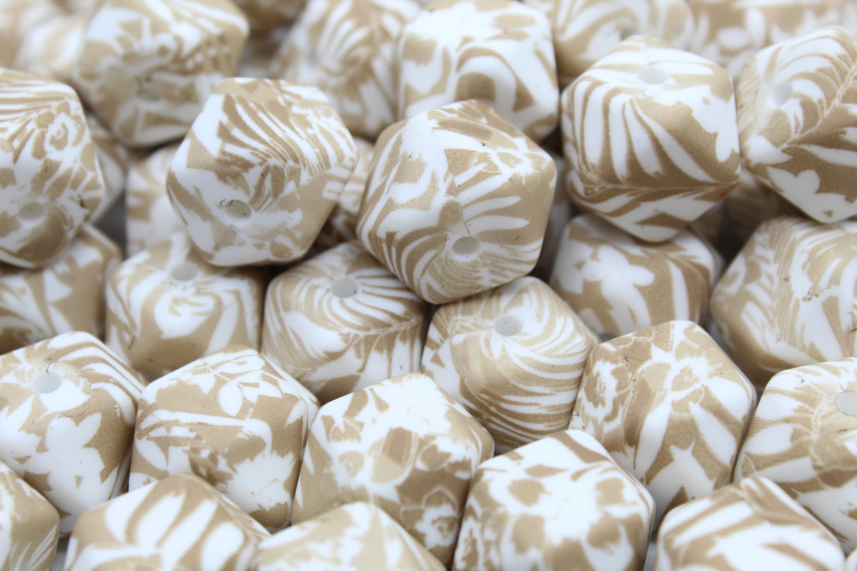 Perle imprimée florale - Perle en silicone