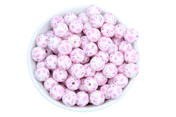 Perle imprimée florale - Perle en silicone