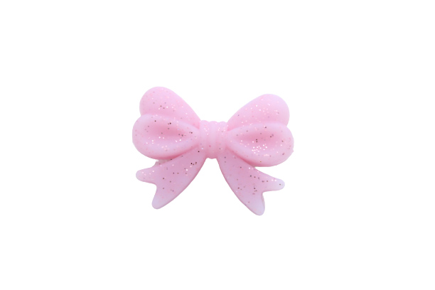 Nœud ou cœur à paillettes - Perle en silicone