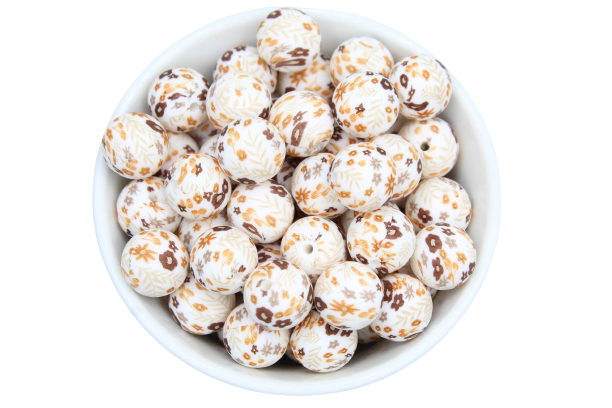 Perle imprimée florale - Perle en silicone