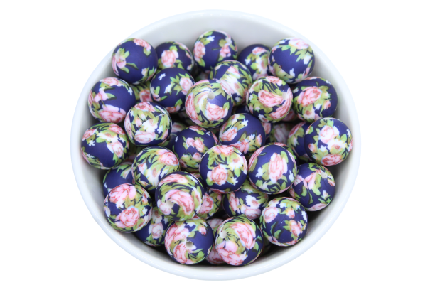 Perle imprimée florale - Perle en silicone