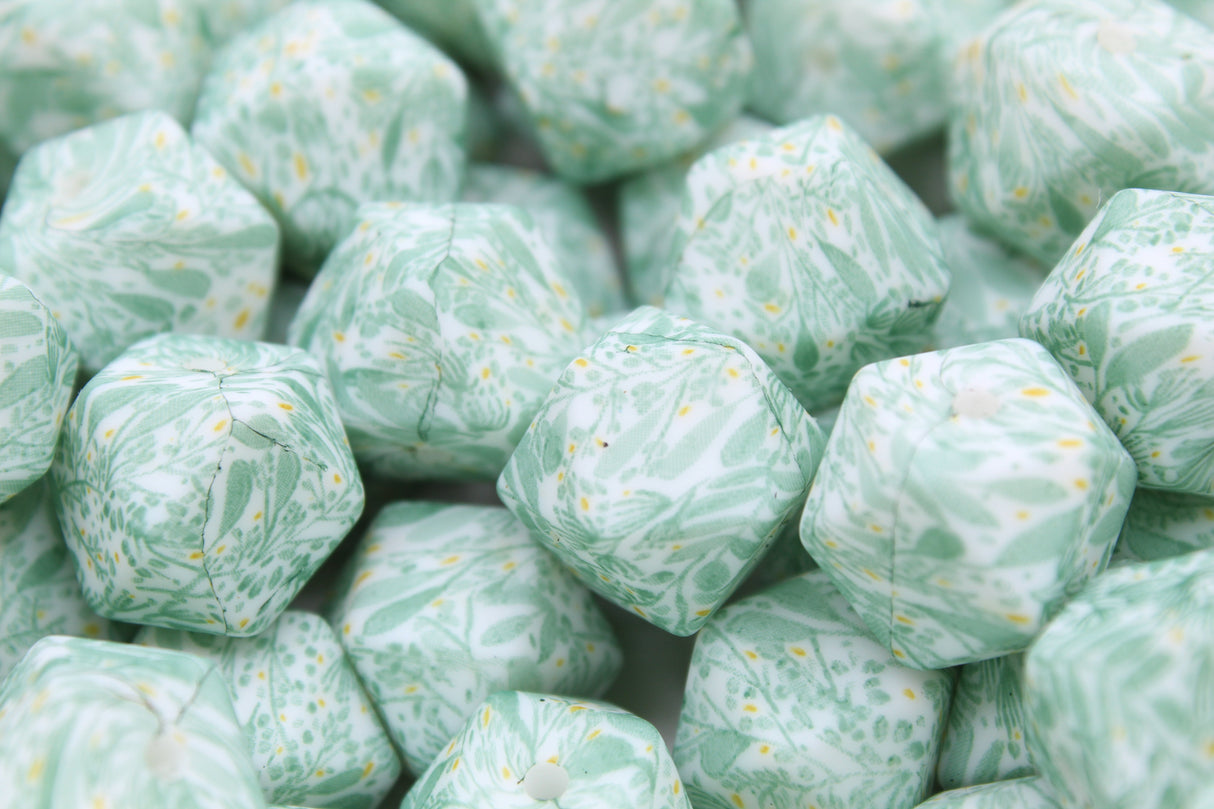 Perle imprimée florale EXCLUSIVITÉ - Perle en silicone