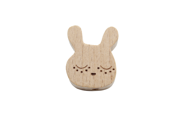 Perle fantaisie en hêtre avec gravure - Perle en bois