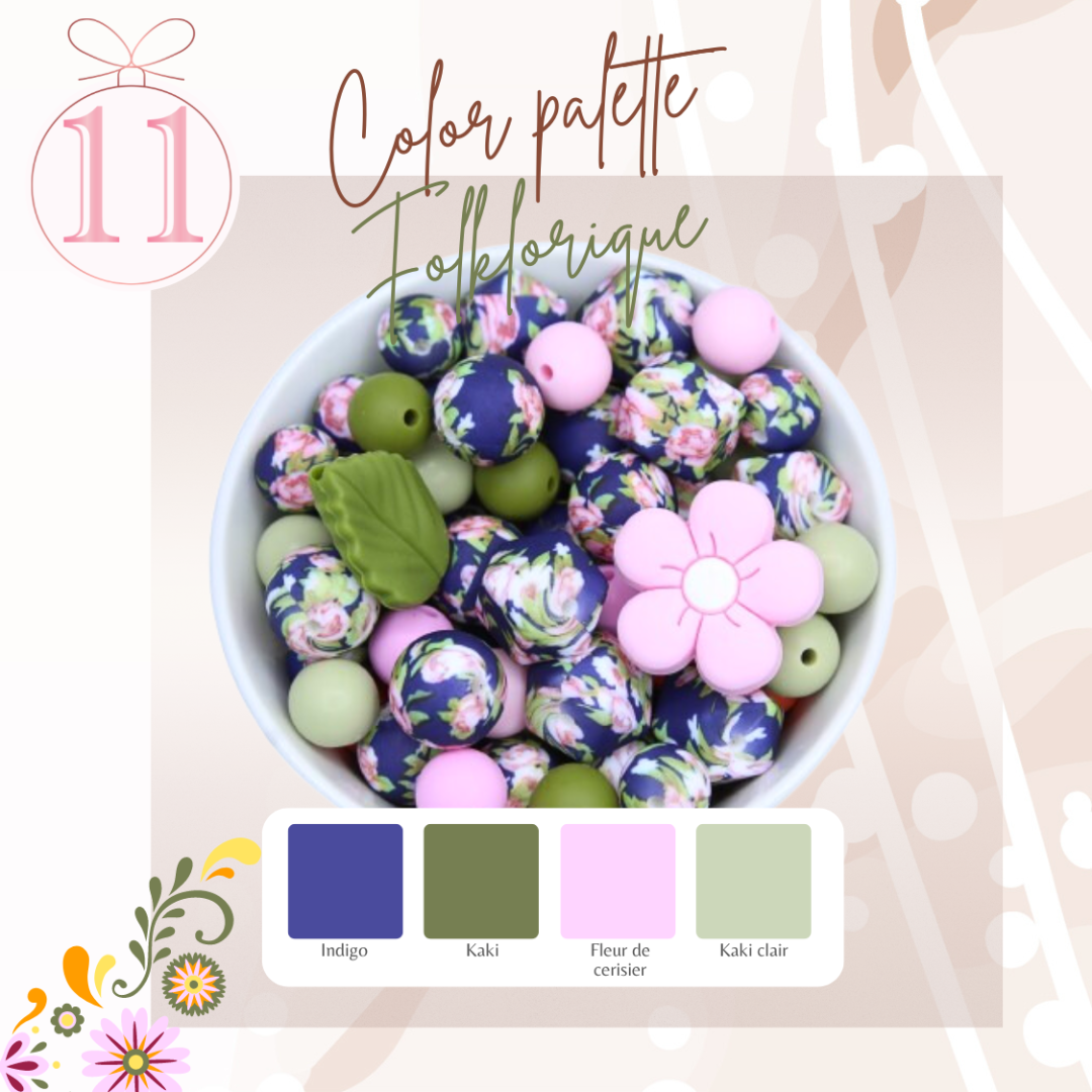 Perle imprimée florale - Perle en silicone