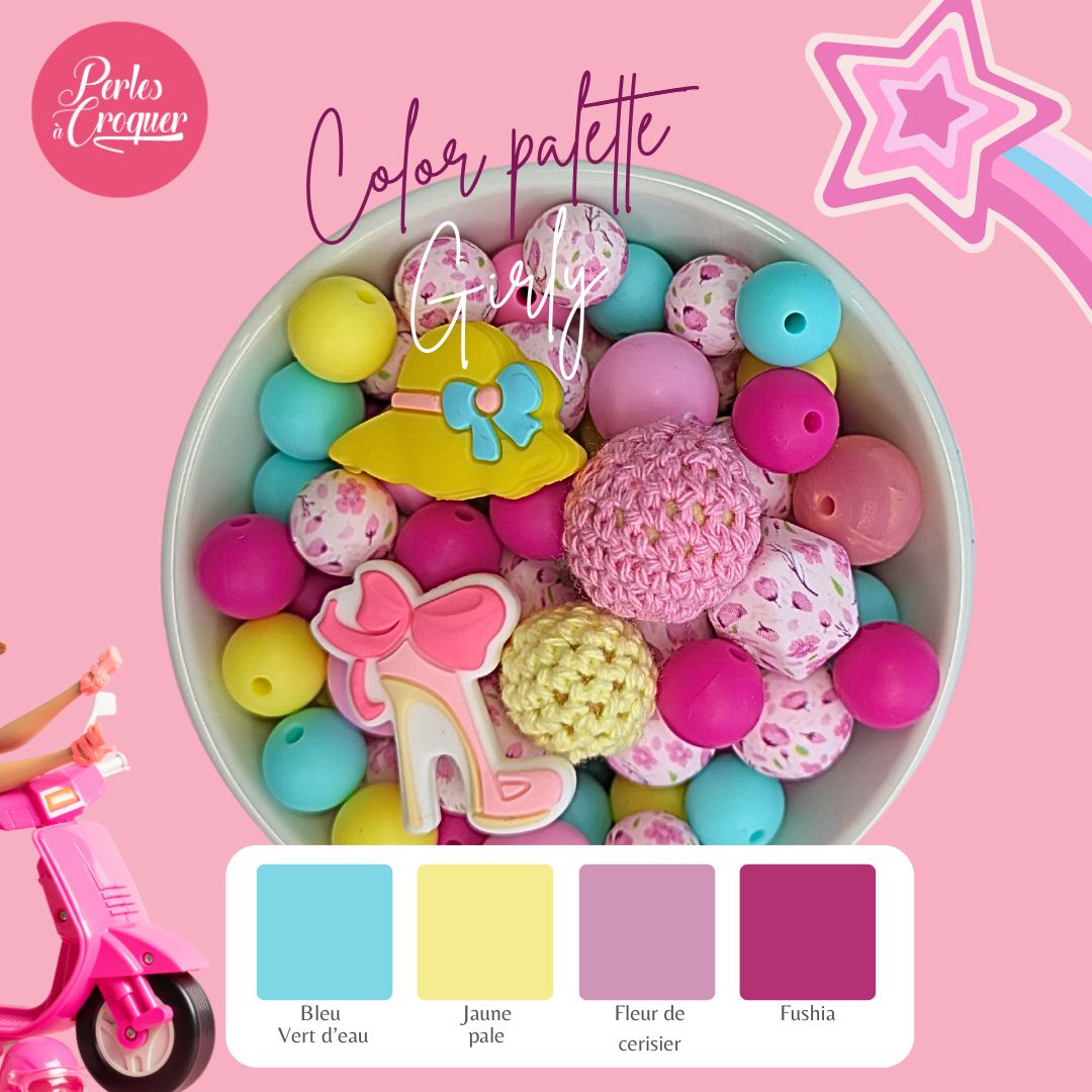 Perle imprimée florale - Perle en silicone