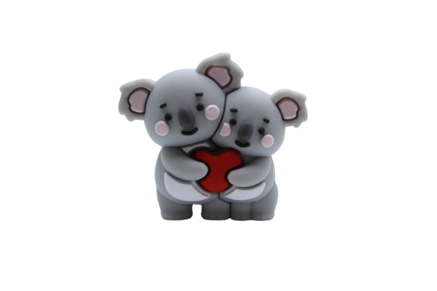 Koala avec bébé et coeur 3D - Perle en silicone