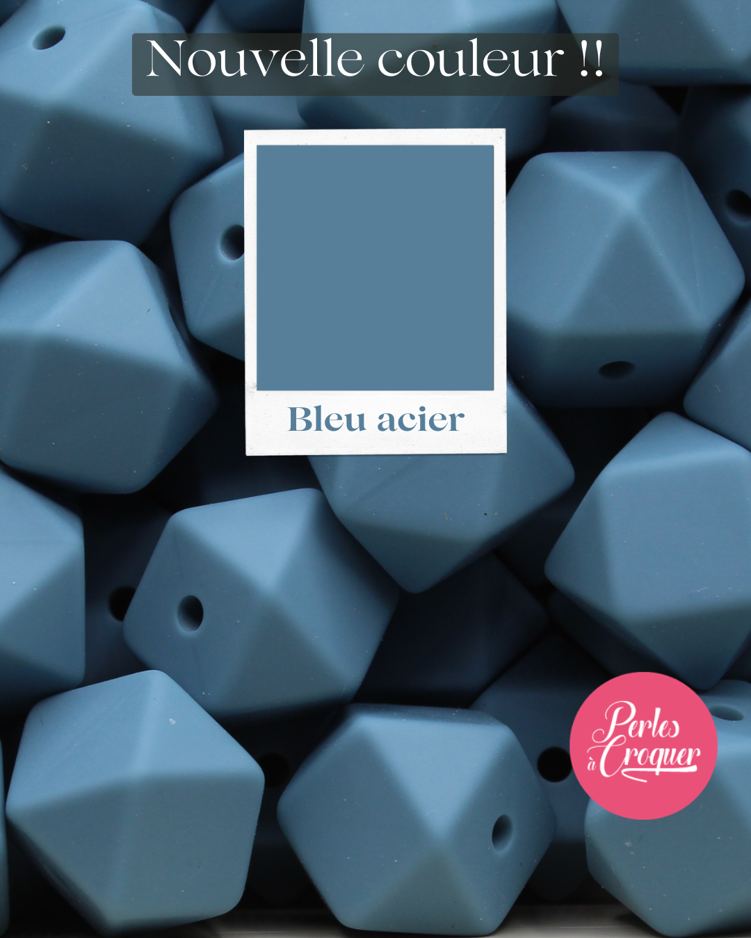 Nouvelle couleur: Bleu acier - Perle en silicone