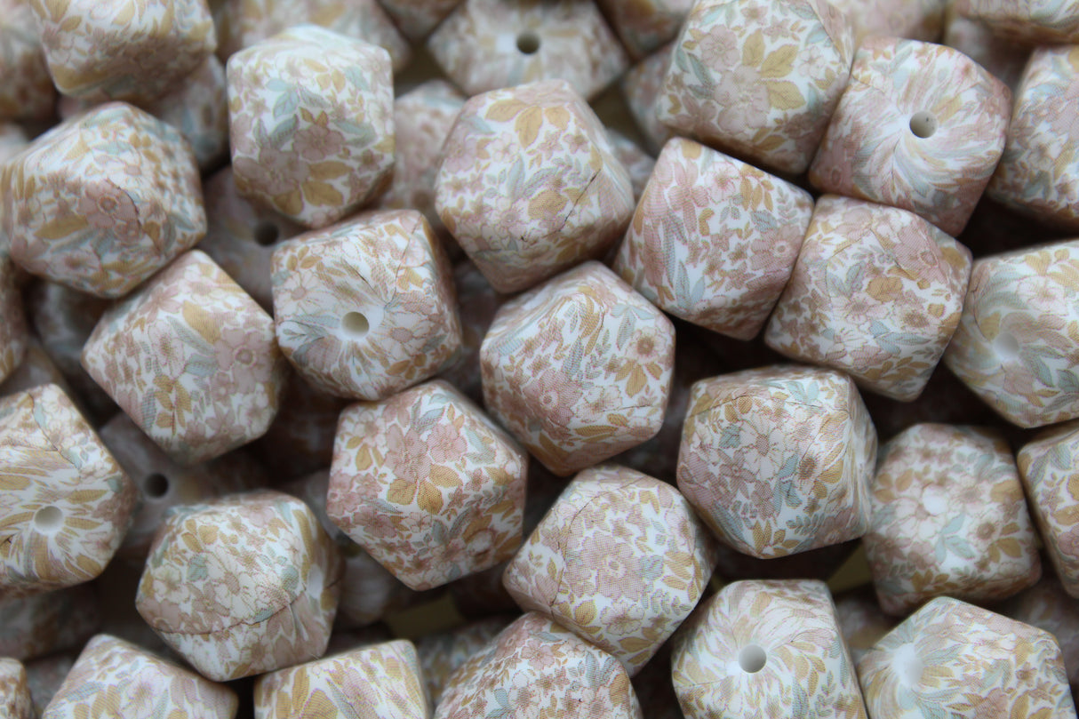 Perle imprimée florale - Perle en silicone