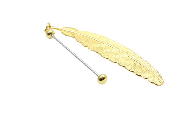 Marque-page Plume avec barre à perler - Métal