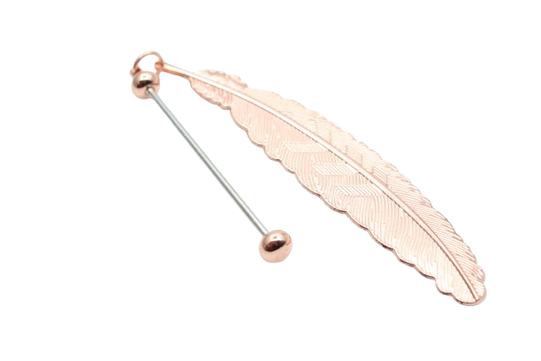 Marque-page Plume avec barre à perler - Métal