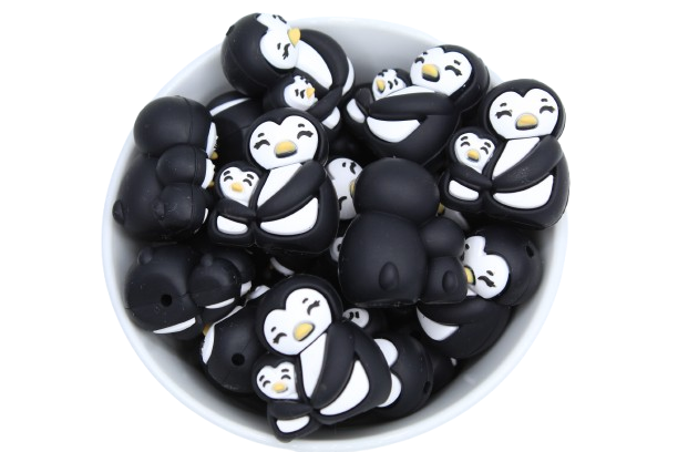 Pingouin avec bébé 3D - Perle en silicone