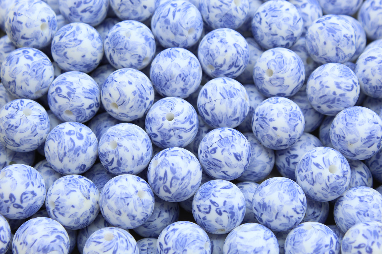Perle imprimée florale EXCLUSIVITÉ - Perle en silicone