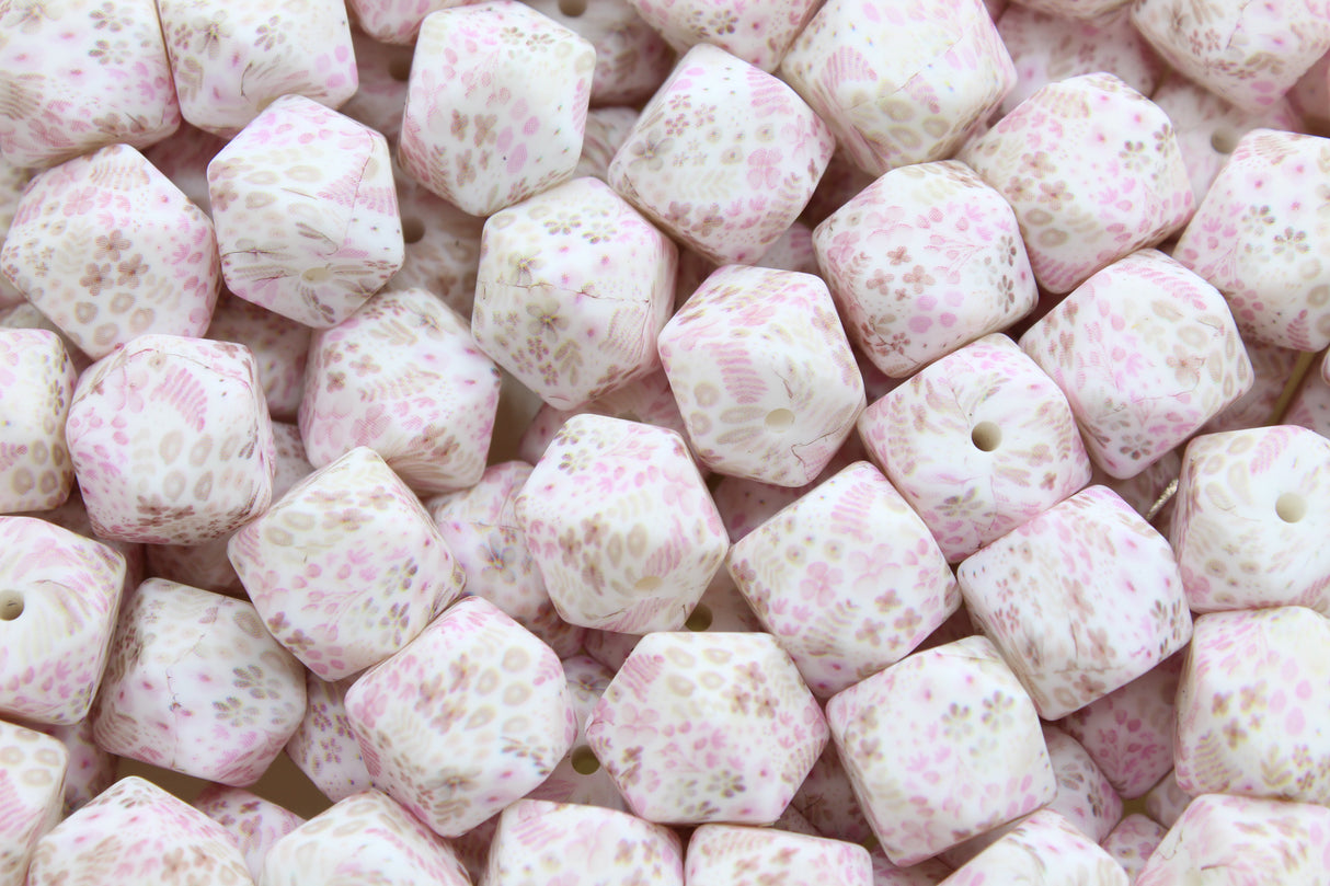 Perle imprimée florale EXCLUSIVITÉ - Perle en silicone