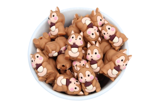 Écureuil 3D - Perle en silicone