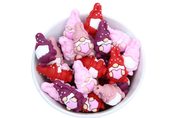 Gnome avec coeur 3D - Perle en silicone