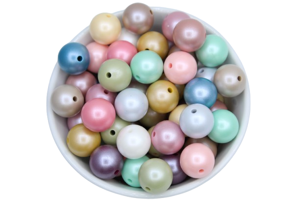 Perle imprimée effet nacré - Perle en silicone