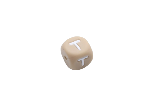Lettre 12mm Exclusivité: Taupe -Blanc - Perle en silicone