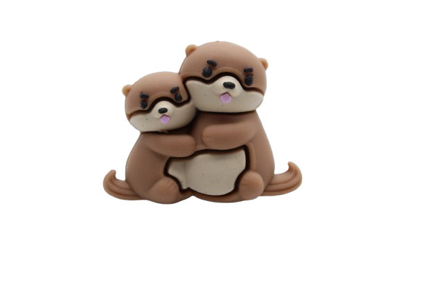 Loutre avec bebe 3D - Perle en silicone
