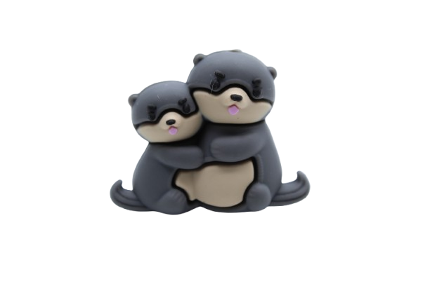 Loutre avec bebe 3D - Perle en silicone