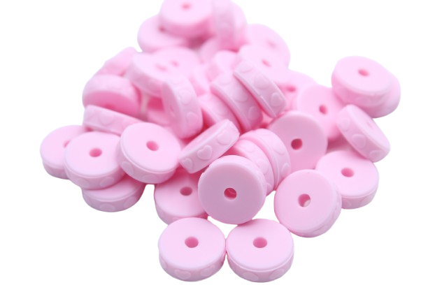 Mini rondelle avec coeur - Perle en silicone