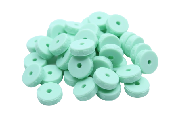 Mini rondelle avec coeur - Perle en silicone