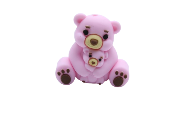 Nounours avec bébé 3D - Perle en silicone