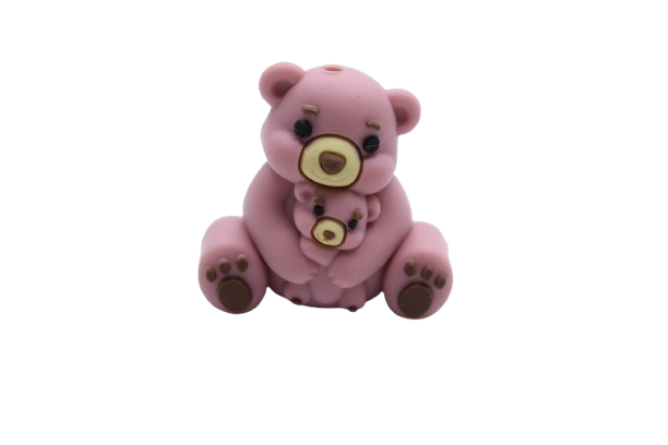 Nounours avec bébé 3D - Perle en silicone