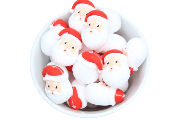 Père noël tête 3D - Perle en silicone
