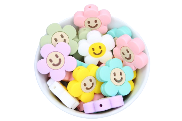 Smiley fleur - Perle en silicone