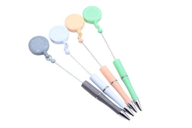 Stylo à perler avec enrouleur badge - Plastique