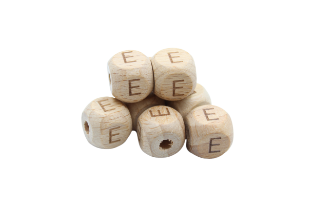 Lettre 12mm - en hêtre naturel - Perle en bois