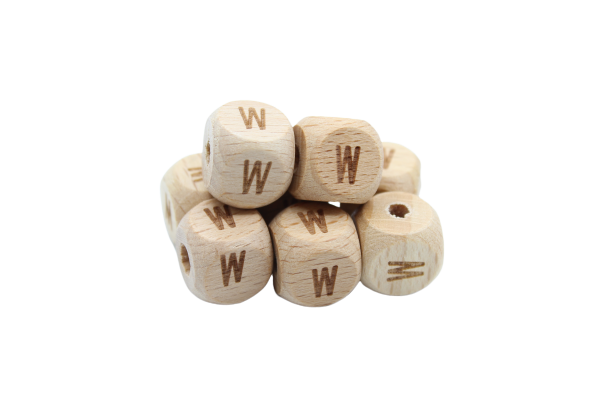 Lettre 12mm - en hêtre naturel - Perle en bois
