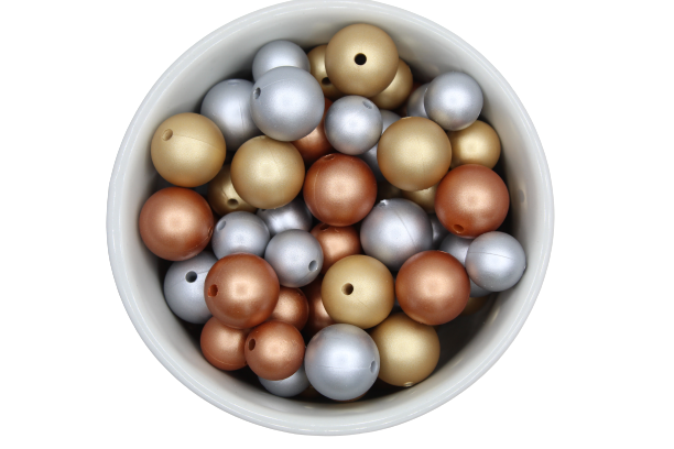 Perle imprimée métallisée - Perle en silicone