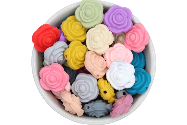 Fleur double face - Perle en silicone