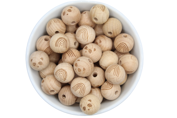 Ronde Ø16mm avec motif - en hêtre - Perle en bois