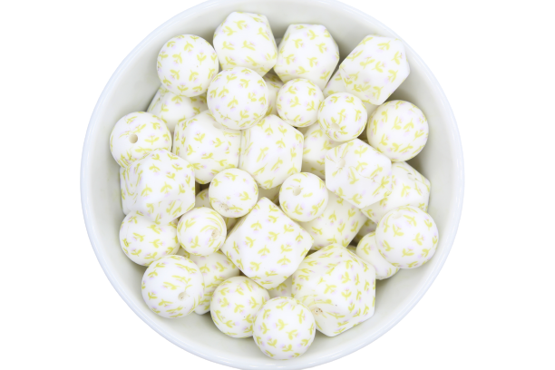 Perle imprimée florale - Perle en silicone