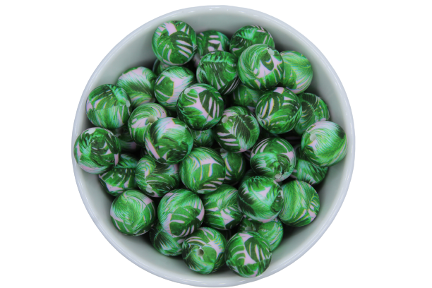 Perle imprimée florale - Perle en silicone