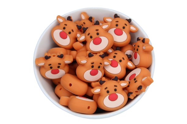 Renne nez rouge - Perle en silicone