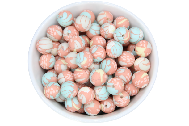 Perle imprimée florale - Perle en silicone