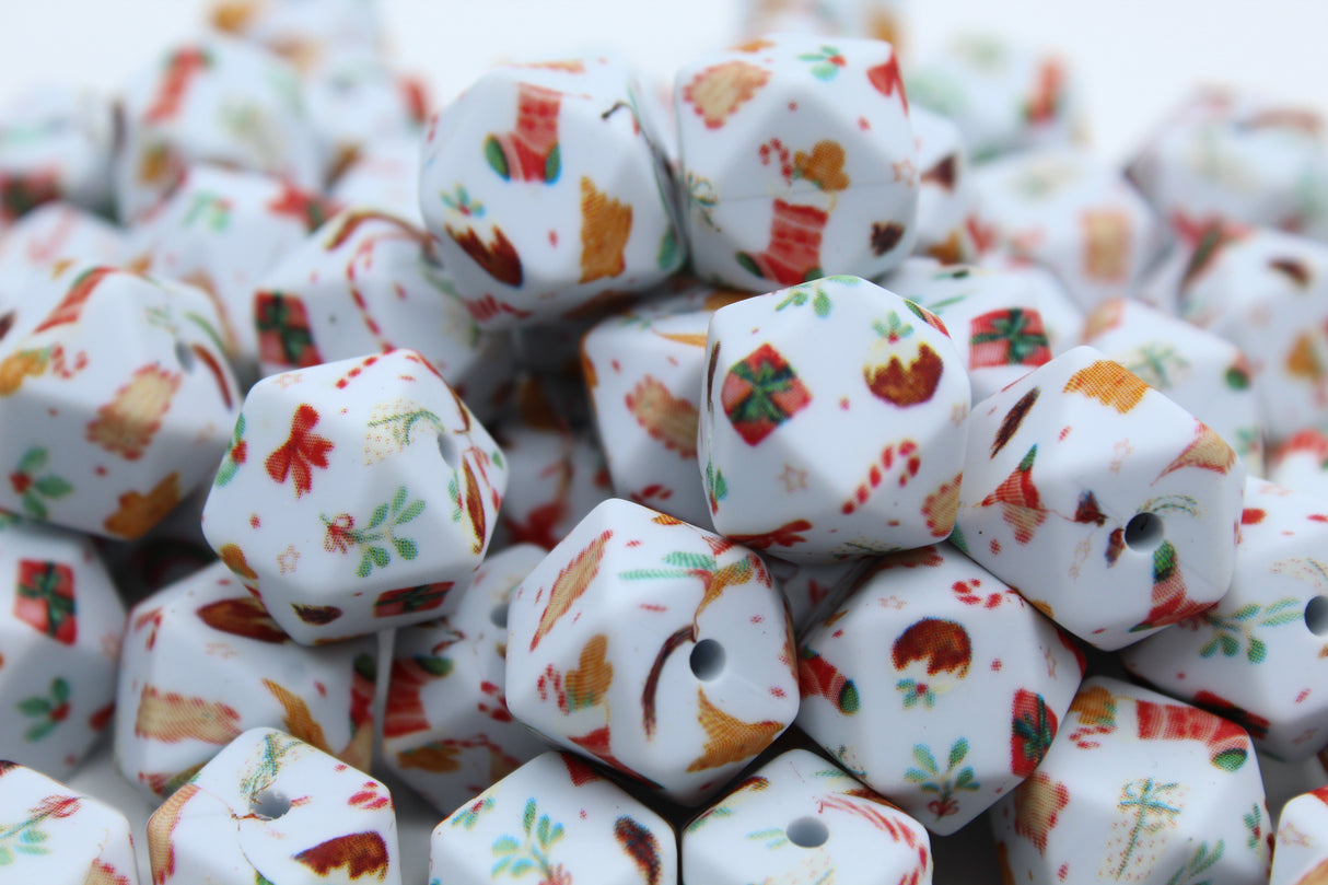 Perle imprimée Noël version 2 - Perle en silicone