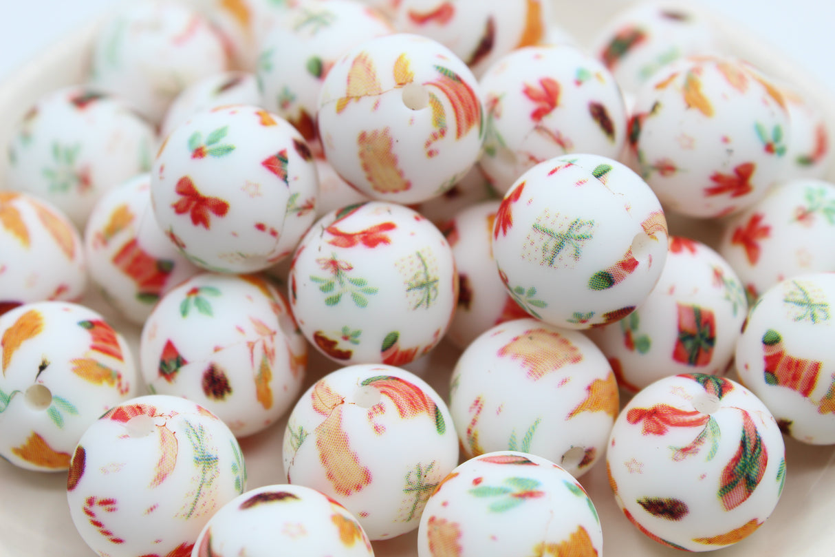 Perle imprimée Noël version 2 - Perle en silicone