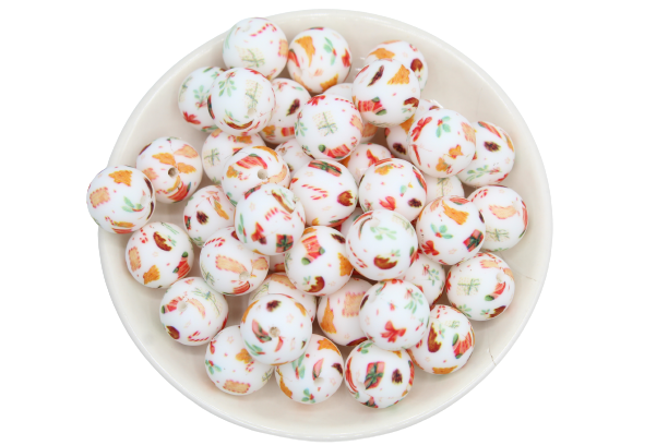 Perle imprimée Noël version 2 - Perle en silicone