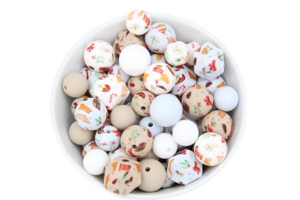 Perle imprimée Noël version 2 - Perle en silicone