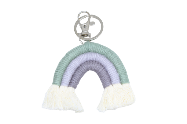 Porte clés Arc en ciel macramé