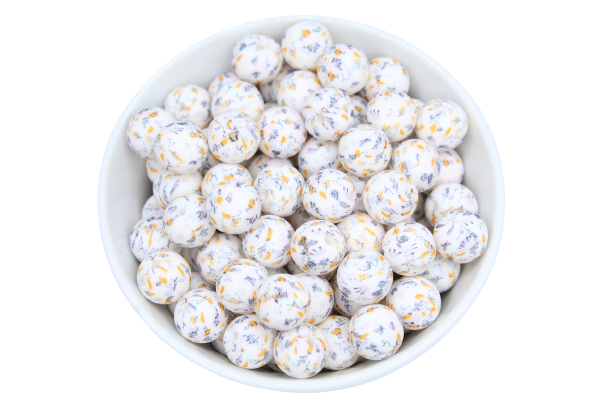 Perle imprimée florale - Perle en silicone