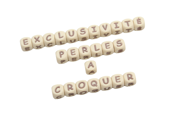 Lettre 10mm Exclusivité: Chair-Chocolat glacé - Perle en silicone