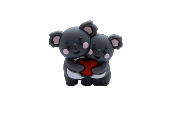 Koala avec bébé et coeur 3D - Perle en silicone