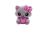 Chaton avec noeud 3D - Perle en silicone