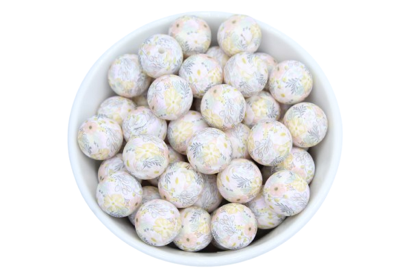 Perle imprimée florale EXCLUSIVITÉ - Perle en silicone