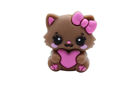 Chaton avec noeud 3D - Perle en silicone